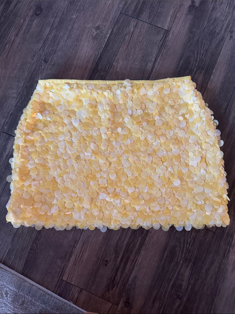 Zara Yellow Sequin Petal Mini Skirt